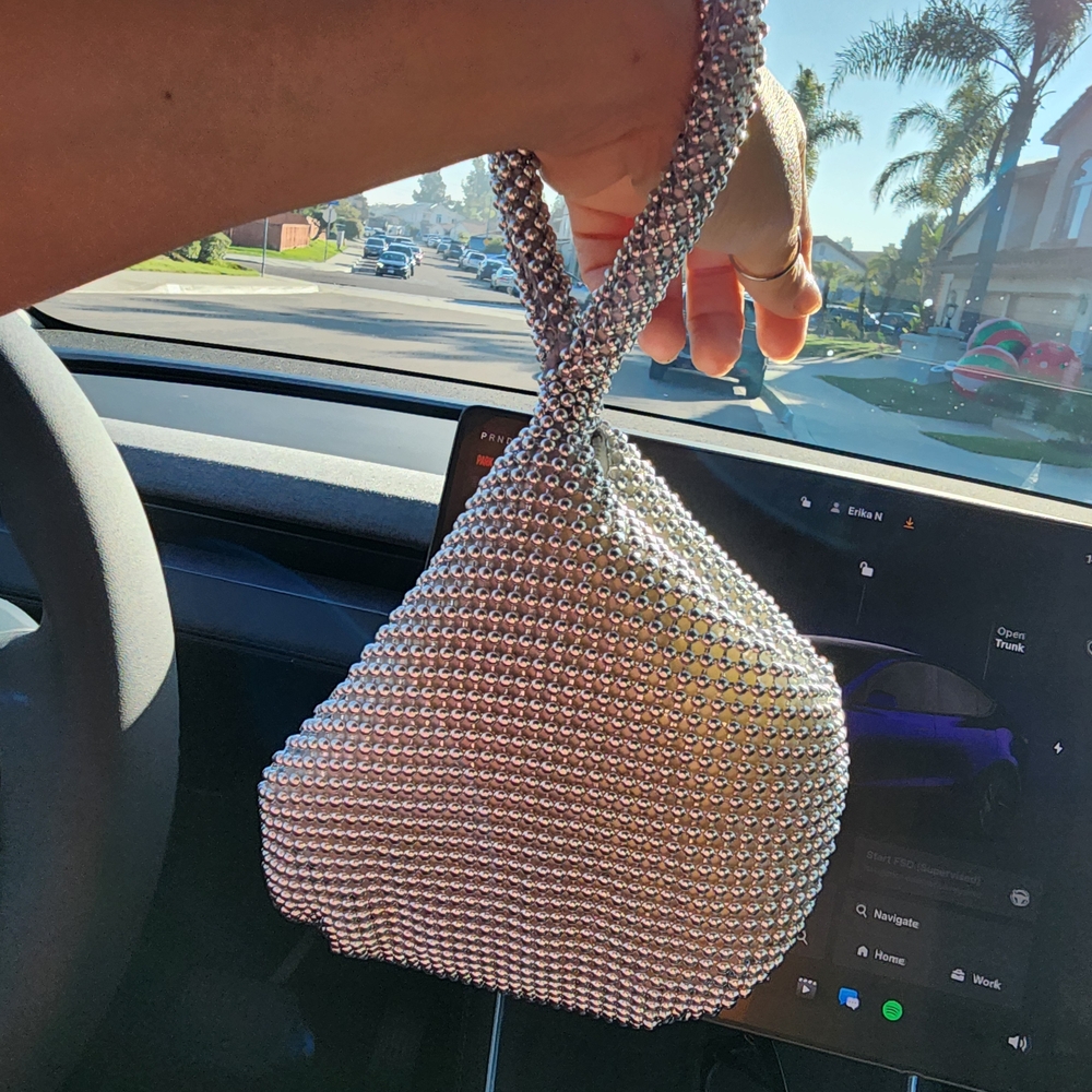 Jessica McClintock Silver Beaded Wristlet